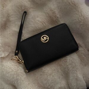 Michael Kors Black and Gold Wristlet